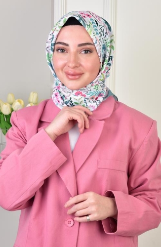BURDEN İPEK - Estelle Soft Cotton Patterned Scarf Mint Green