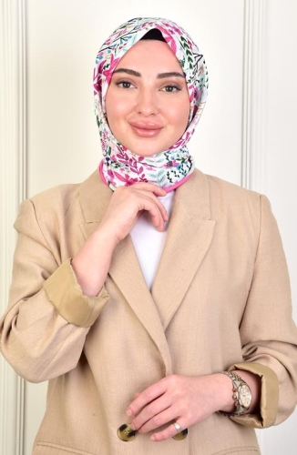 BURDEN İPEK - Estelle Soft Cotton Patterned Scarf Pink