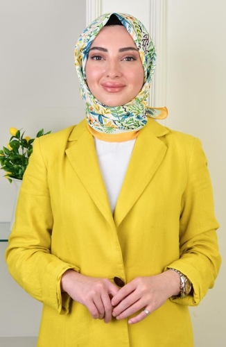 BURDEN İPEK - Estelle Soft Pamuksu Desenli Eşarp Altuni Sarısı