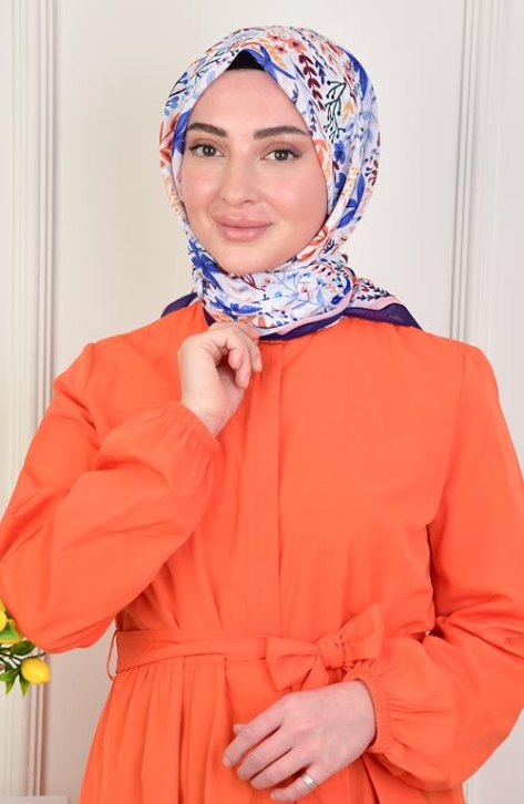 BURDEN İPEK - Estelle Soft Pamuksu Desenli Eşarp Eflatun BURDEN İPEK - Estelle Soft Pamuksu Desenli Eşarp Eflatun