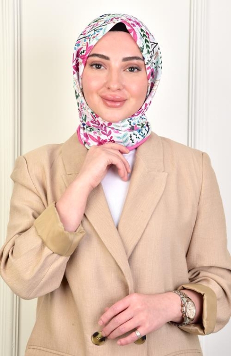 BURDEN İPEK - Estelle Soft Pamuksu Desenli Eşarp Pembe BURDEN İPEK - Estelle Soft Pamuksu Desenli Eşarp Pembe