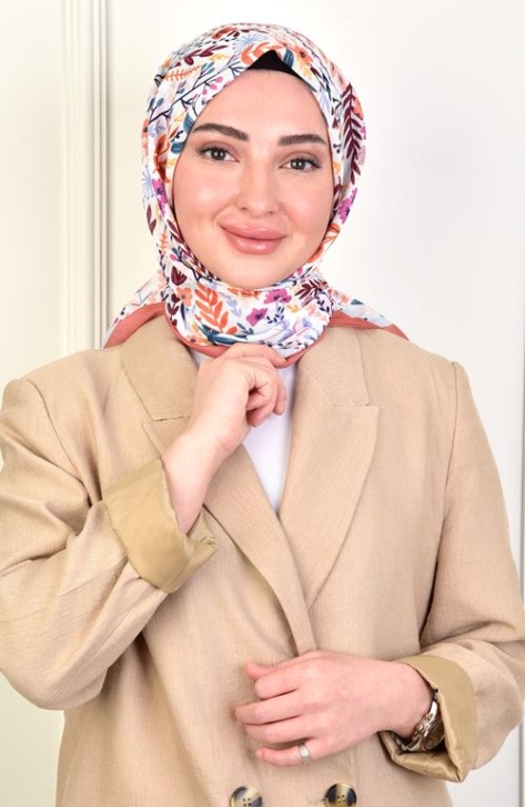 BURDEN İPEK - Estelle Soft Pamuksu Desenli Eşarp Yanık Turuncu BURDEN İPEK - Estelle Soft Pamuksu Desenli Eşarp Yanık Turuncu