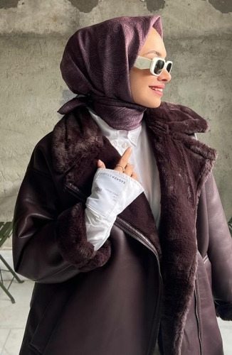 BURDEN İPEK - Etnik Desenli Soft Eşarp Acı Kahve