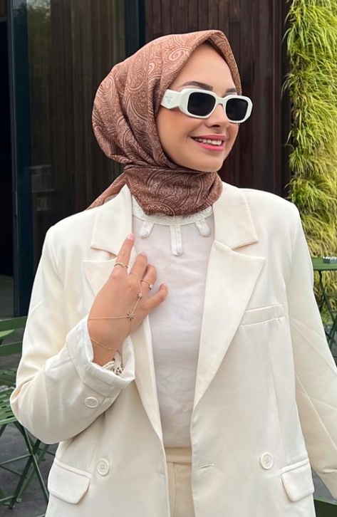 BURDEN İPEK - Etnik Desenli Soft Eşarp Çikolata Kahve