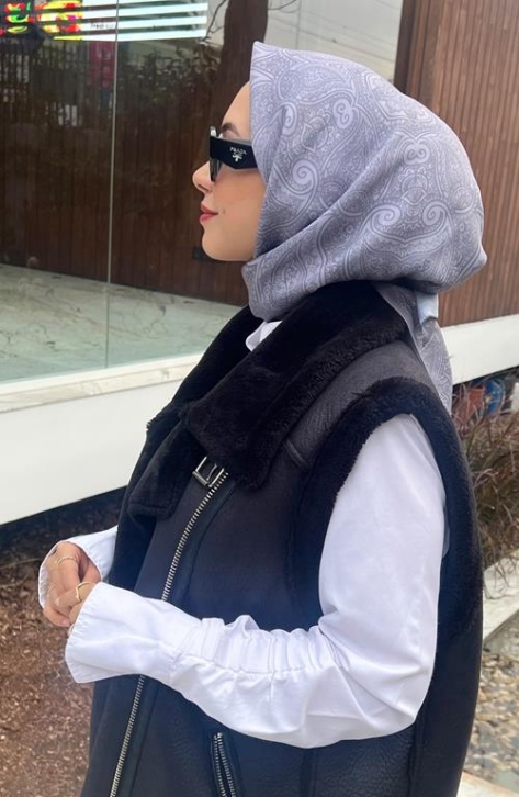 BURDEN İPEK - Etnik Desenli Soft Eşarp Füme BURDEN İPEK - Etnik Desenli Soft Eşarp Füme