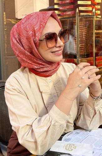 BURDEN İPEK - Etnik Desenli Soft Eşarp Kiremit