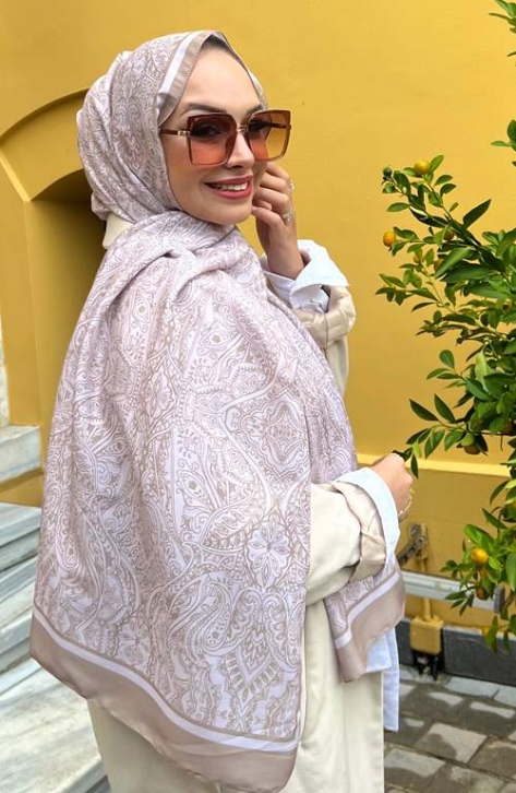 BURDEN İPEK - Etnik Desenli Soft Şal Bej BURDEN İPEK - Etnik Desenli Soft Şal Bej