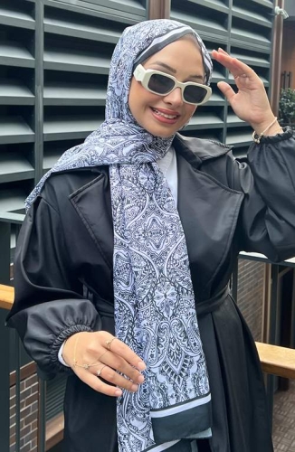 BURDEN İPEK - Etnik Desenli Soft Şal Beyaz Siyah