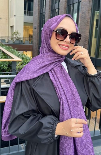 BURDEN İPEK - Etnik Desenli Soft Şal Mor BURDEN İPEK - Etnik Desenli Soft Şal Mor