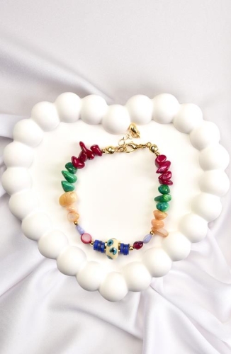 BURDEN İPEK - Evil Eye Beaded Crystone Bracelet Colorful BURDEN İPEK - Evil Eye Beaded Crystone Bracelet Colorful