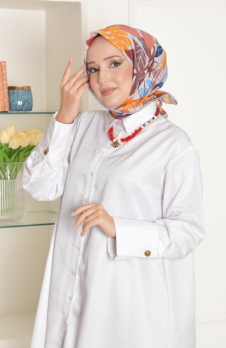 BURDEN İPEK - Floral Soft Pamuksu Desenli Eşarp Turuncu