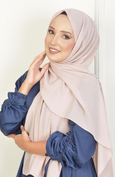 BURDEN İPEK - Full Taşlı Şifon Şal Bisküvi Beji BURDEN İPEK - Full Taşlı Şifon Şal Bisküvi Beji