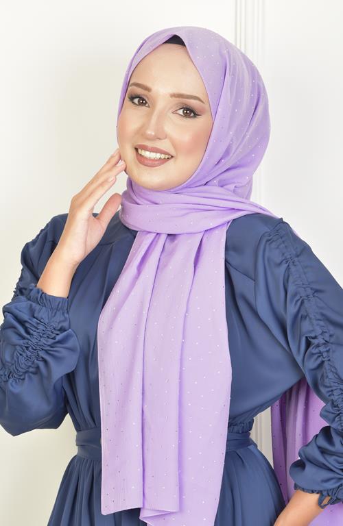 Full Taşlı Şifon Şal Lila Full Taşlı Şifon Şal Lila