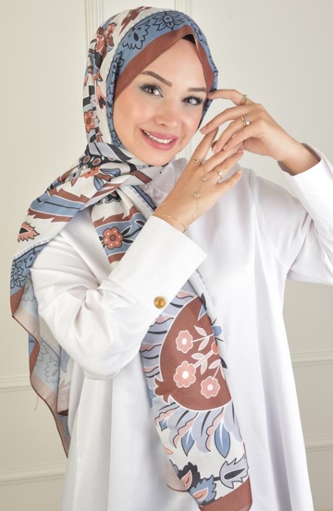 BURDEN İPEK - Gala Desenli Soft Şal Kızıl Kahve