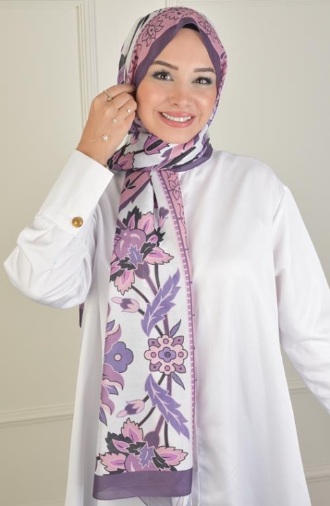 BURDEN İPEK - Gala Desenli Soft Şal Mor