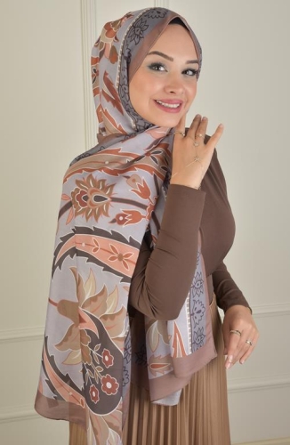 BURDEN İPEK - Gala Desenli Soft Şal Sütlü Kahve BURDEN İPEK - Gala Desenli Soft Şal Sütlü Kahve