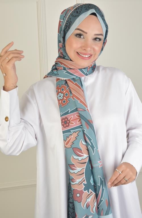 BURDEN İPEK - Gala Desenli Soft Şal Turkuaz