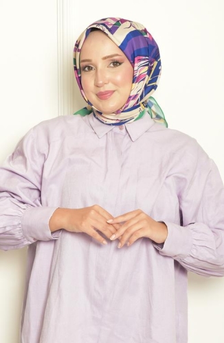 BURDEN İPEK - Geometrik Bursa İpeği Desenli Eşarp Yeşil