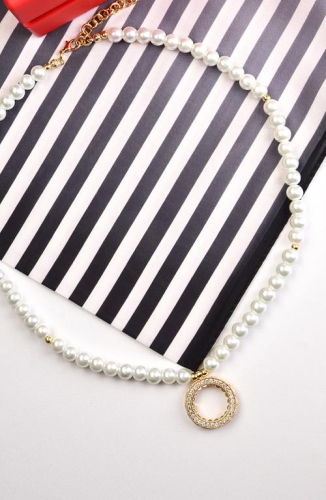 BURDEN İPEK - Glass Pearl Quarter Gold Framed Necklace BURDEN İPEK - Glass Pearl Quarter Gold Framed Necklace