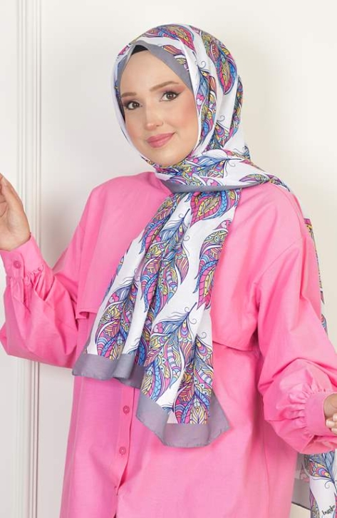 BURDEN İPEK - Gloria Soft Pamuksu Desenli Şal Gri