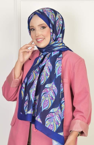 BURDEN İPEK - Gloria Soft Pamuksu Desenli Şal Lacivert BURDEN İPEK - Gloria Soft Pamuksu Desenli Şal Lacivert