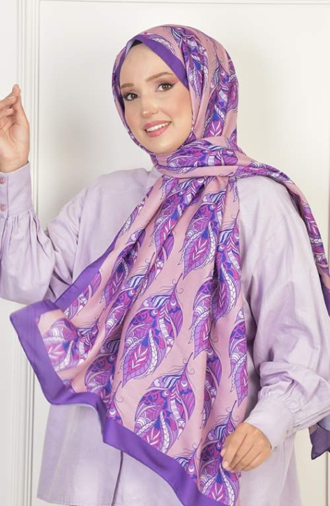 BURDEN İPEK - Gloria Soft Pamuksu Desenli Şal Mor