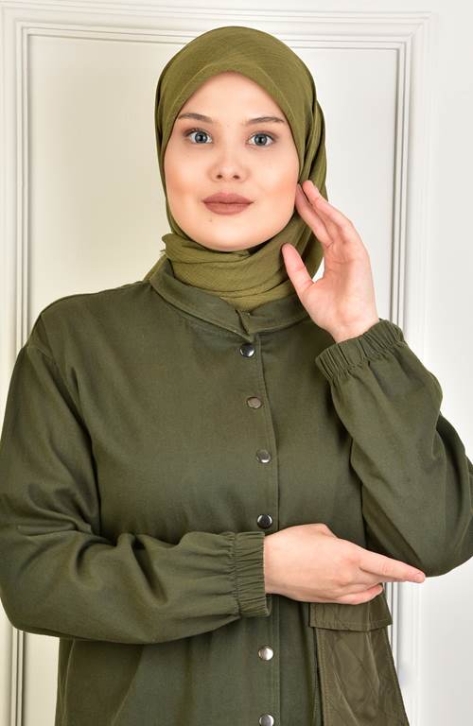 BURDEN İPEK - Haitian Plain Scarf Green