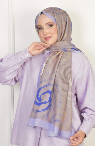 BURDEN İPEK - Helen Soft Pamuksu Desenli Şal Lila