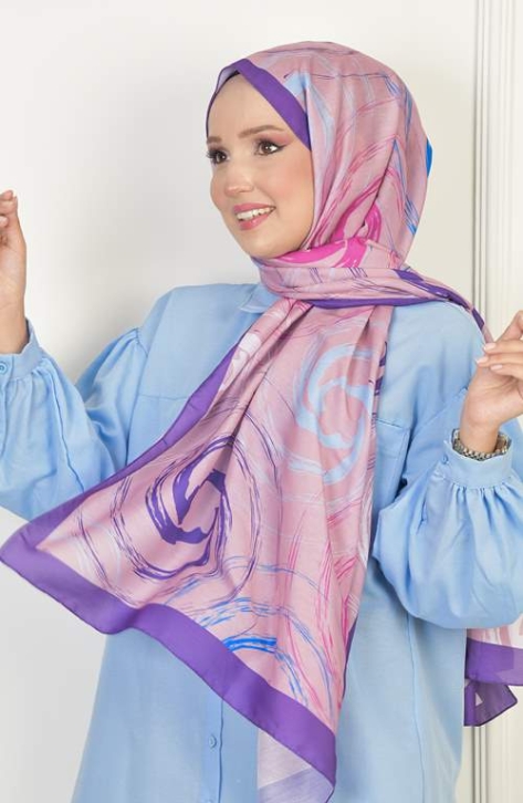 BURDEN İPEK - Helen Soft Pamuksu Desenli Şal Mor