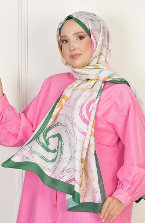 BURDEN İPEK - Helen Soft Pamuksu Desenli Şal Zümrüt