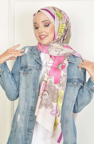 BURDEN İPEK - Hibiscus Soft Pamuksu Desenli Şal Bej
