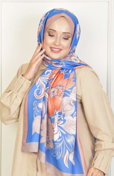 BURDEN İPEK - Hibiscus Soft Pamuksu Desenli Şal Sütlü Kahve