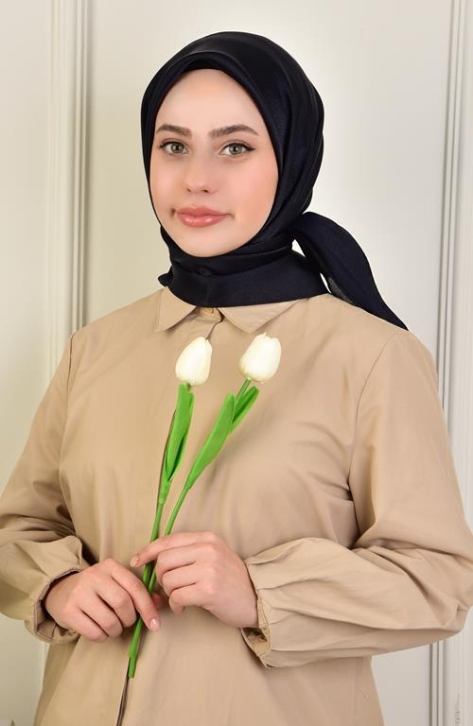 BURDEN İPEK - Janjan Saten Abiyelik Eşarp Lacivert