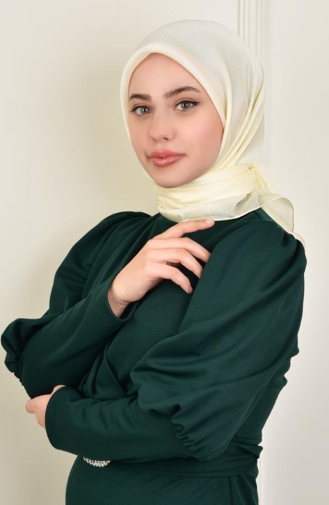 BURDEN İPEK - Janjan Satin Evening Dress Scarf Cream BURDEN İPEK - Janjan Satin Evening Dress Scarf Cream