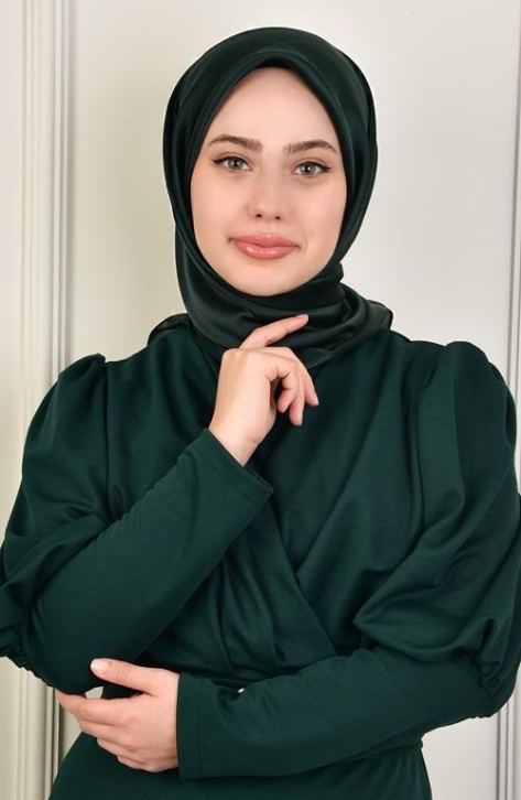 BURDEN İPEK - Janjan Satin Evening Dress Scarf Emerald BURDEN İPEK - Janjan Satin Evening Dress Scarf Emerald