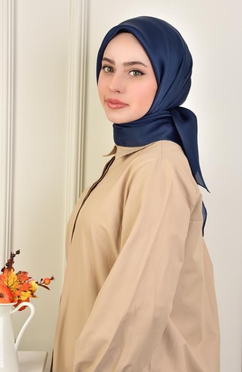 BURDEN İPEK - Janjan Satin Evening Dress Scarf Indigo BURDEN İPEK - Janjan Satin Evening Dress Scarf Indigo