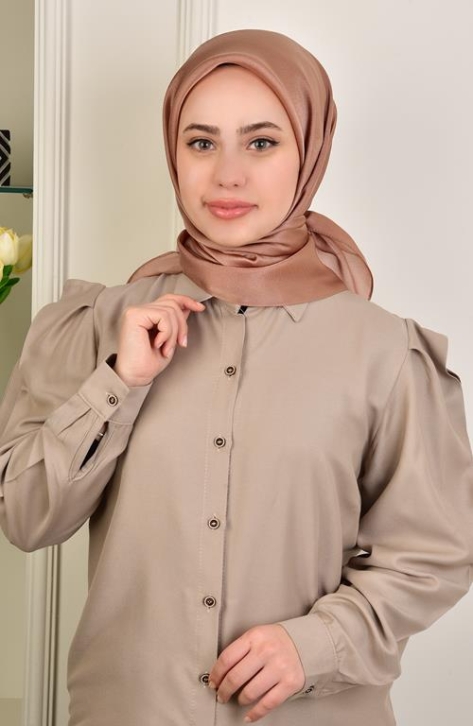 BURDEN İPEK - Janjan Satin Evening Dress Scarf Milk Brown BURDEN İPEK - Janjan Satin Evening Dress Scarf Milk Brown