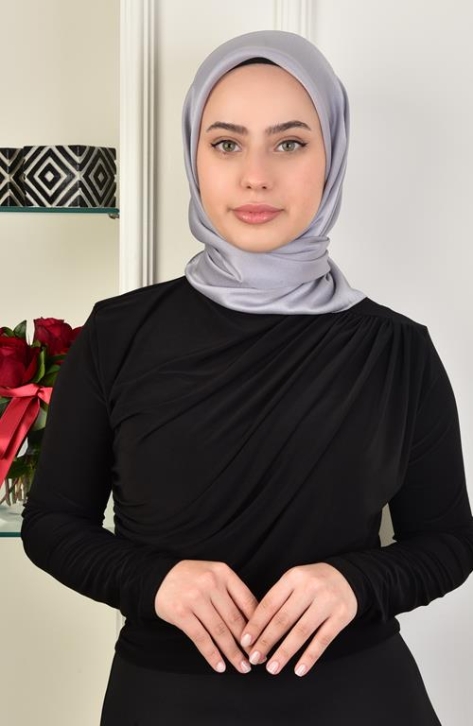 BURDEN İPEK - Janjan Satin Evening Dress Scarf Silver BURDEN İPEK - Janjan Satin Evening Dress Scarf Silver