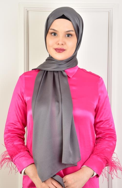 BURDEN İPEK - Janjan Satin Evening Dress Shawl Anthracite BURDEN İPEK - Janjan Satin Evening Dress Shawl Anthracite