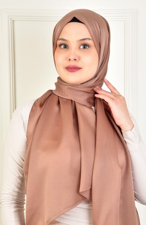 BURDEN İPEK - Janjan Satin Evening Dress Shawl Milk Brown BURDEN İPEK - Janjan Satin Evening Dress Shawl Milk Brown