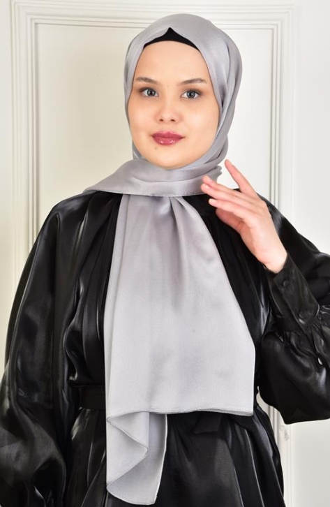 BURDEN İPEK - Janjan Satin Evening Dress Shawl Silver BURDEN İPEK - Janjan Satin Evening Dress Shawl Silver