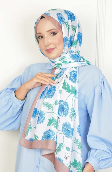 BURDEN İPEK - Krizantem Soft Pamuksu Desenli Şal Sütlü Kahve