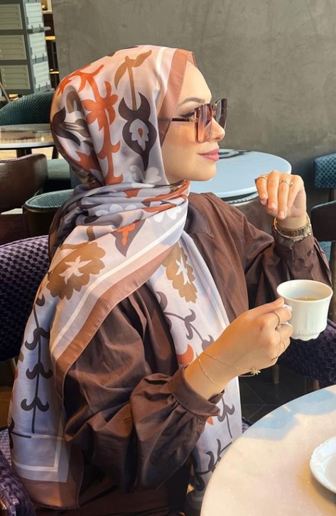 BURDEN İPEK - Lale Soft Pamuksu Desenli Şal Kahve