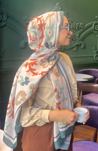 BURDEN İPEK - Lale Soft Pamuksu Desenli Şal Koyu Yeşil