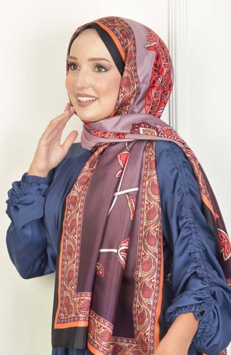 BURDEN İPEK - Lale Vual Desenli Şal Şarabi