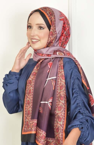 BURDEN İPEK - Lale Vual Desenli Şal Şarabi