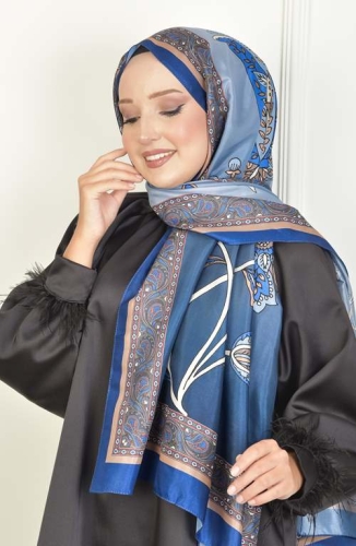 BURDEN İPEK - Lale Vual Desenli Şal Star Safir