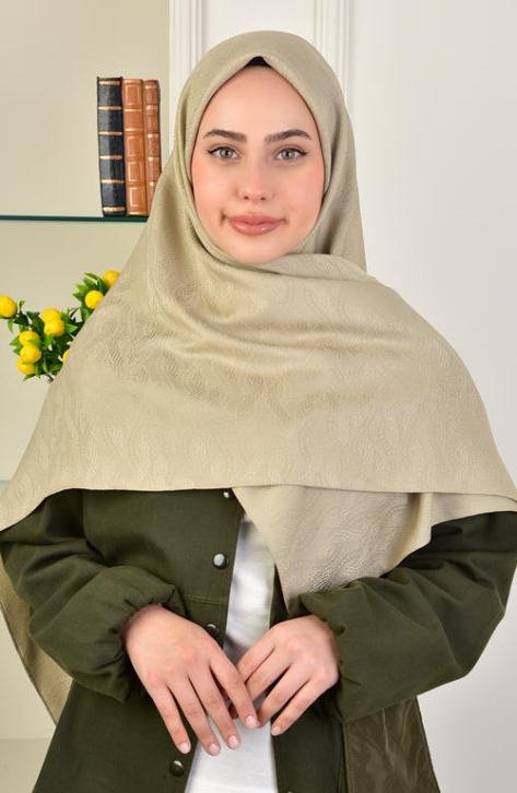BURDEN İPEK - Large Size Colourway Spiral 120 cm Scarf Dsn-8 Beige