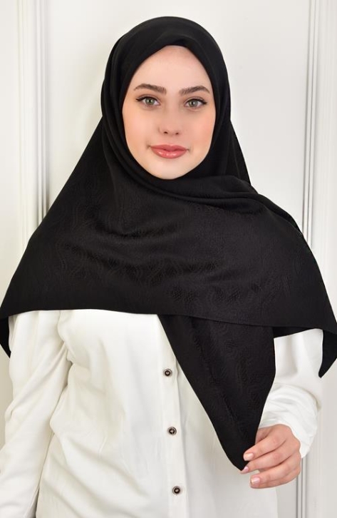 BURDEN İPEK - Large Size Colourway Spiral 120 cm Scarf Dsn-8 Black