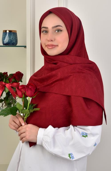 BURDEN İPEK - Large Size Colourway Spiral 120 cm Scarf Dsn-8 Claret Red